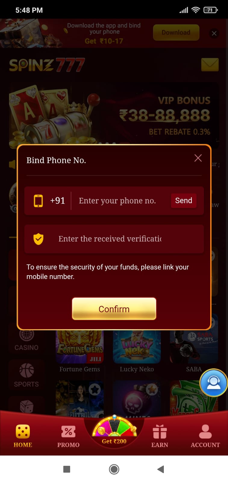 Spinz77 Game App